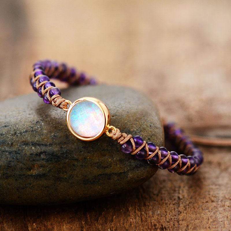 Aurielle - Bracelet de yoga en améthyste et opale