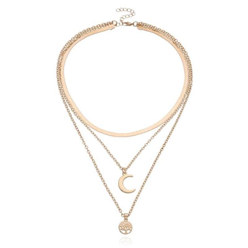 Selestina Collier Arbre de Vie Lune – Multicouche Argent