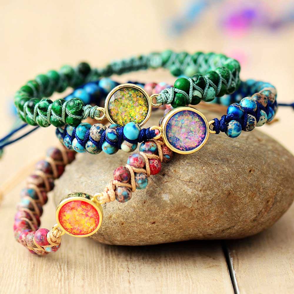 Gaia - Bracelet en opale et jaspe, harmonie naturelle boho