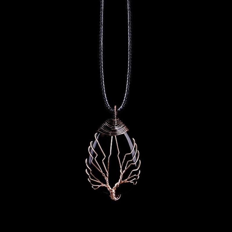 Eryna - Collier pendentif en obsidienne noire