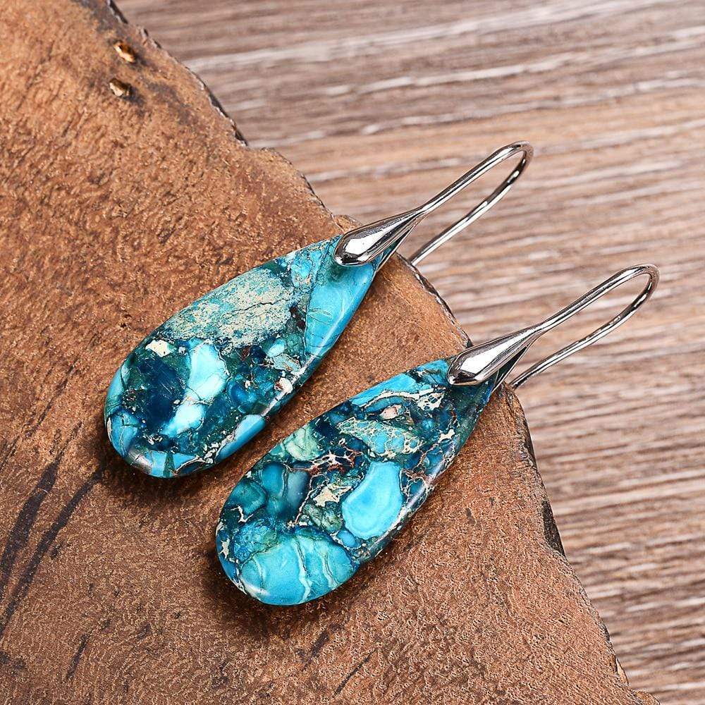 Meliora - Boucles d'oreilles en jaspe bleu