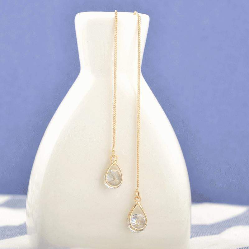 Isalyn - Longues boucles d'oreilles pendantes à strass