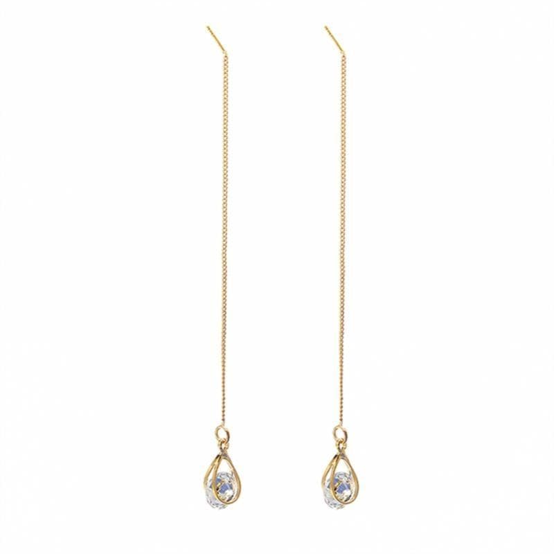 Isalyn - Longues boucles d'oreilles pendantes à strass