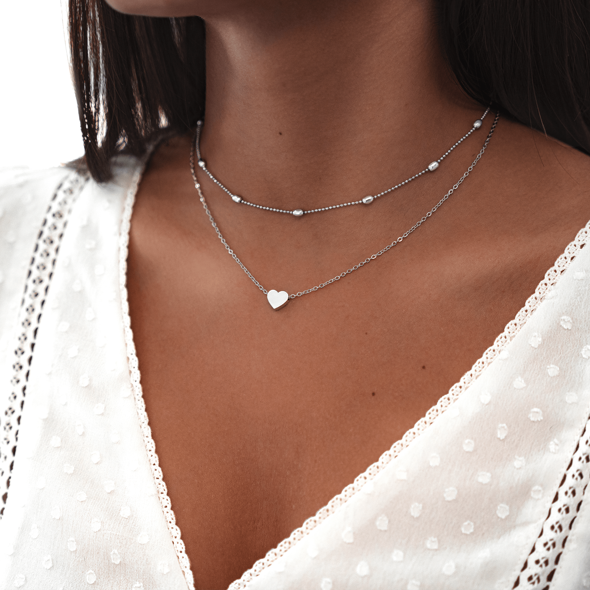 Julia - Collier double cœur en argent 925 romantique