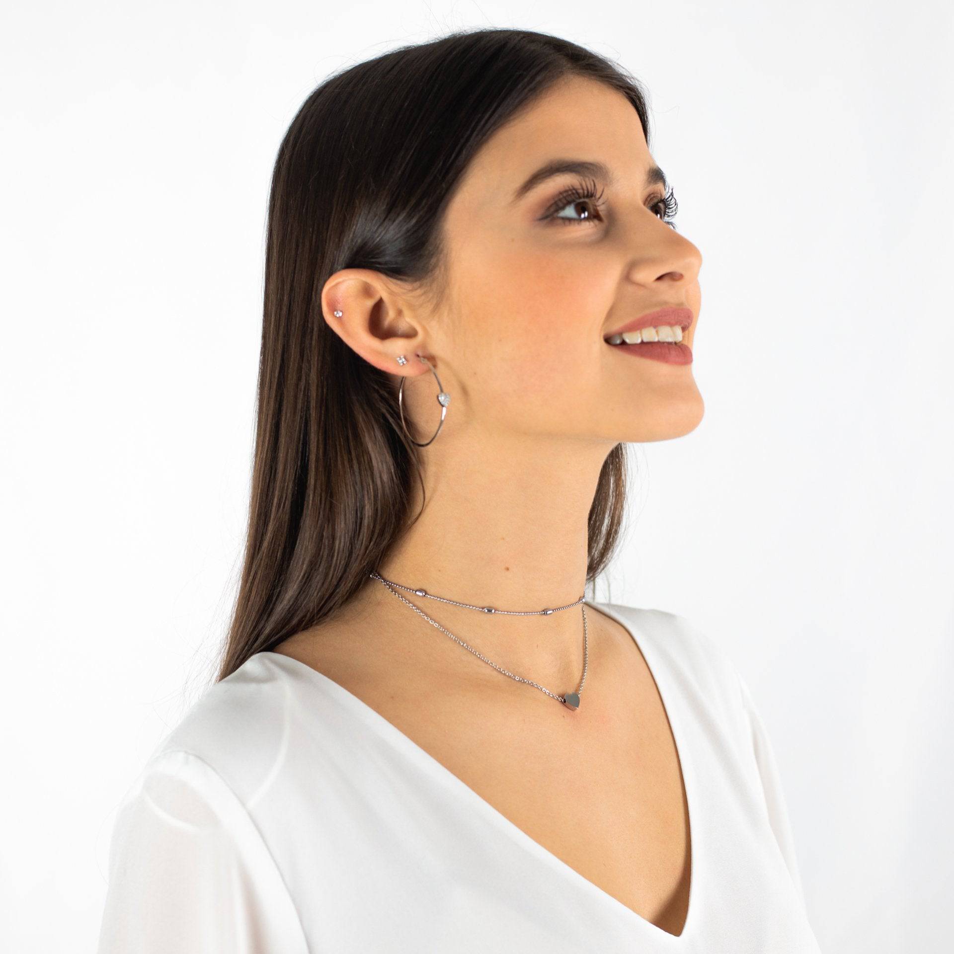 Julia - Collier double cœur en argent 925 romantique