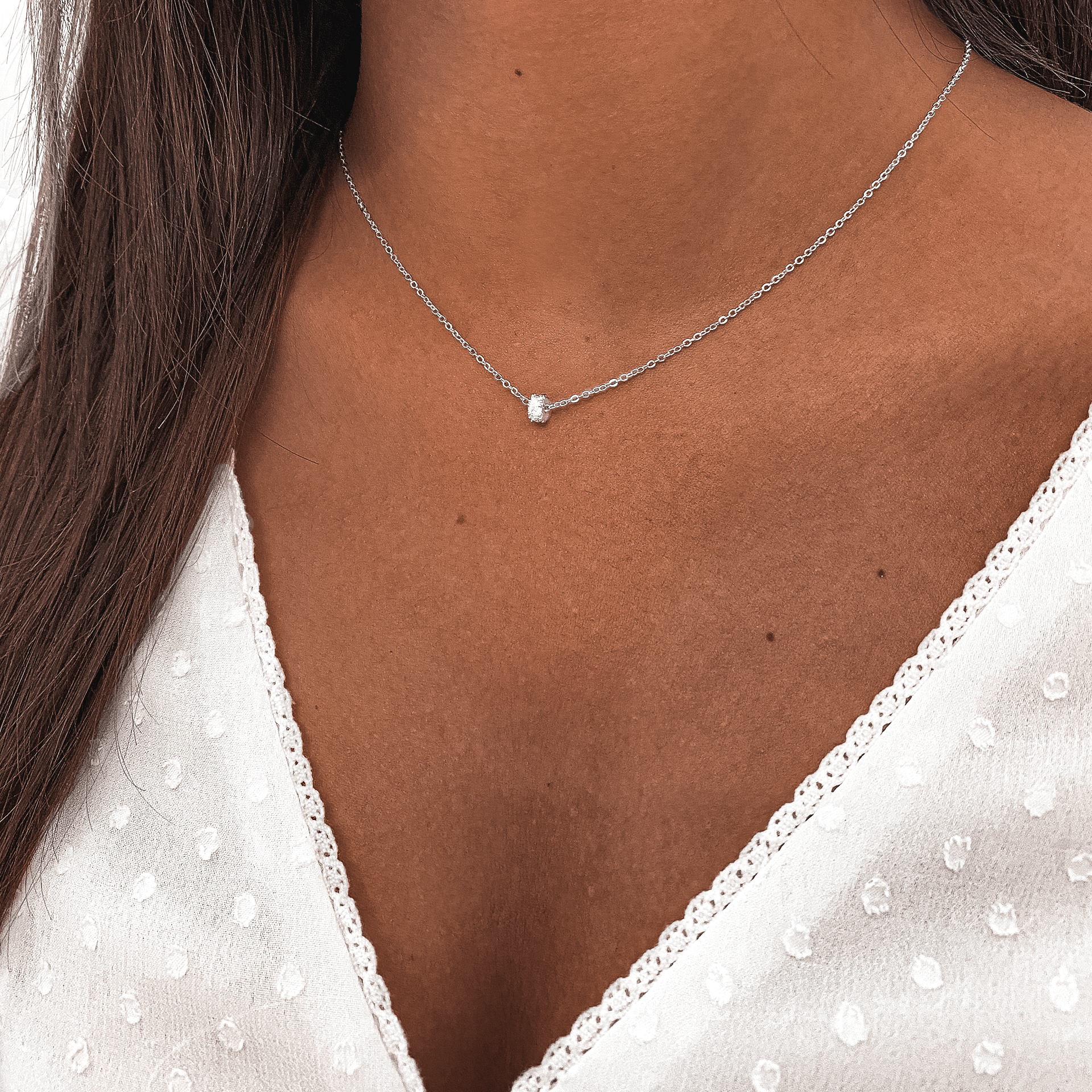 Valerie - Collier cercle en zircone, pendentif en argent 925