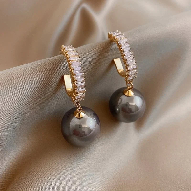 Delphine - Boucles d'oreilles luxe perle et zircone