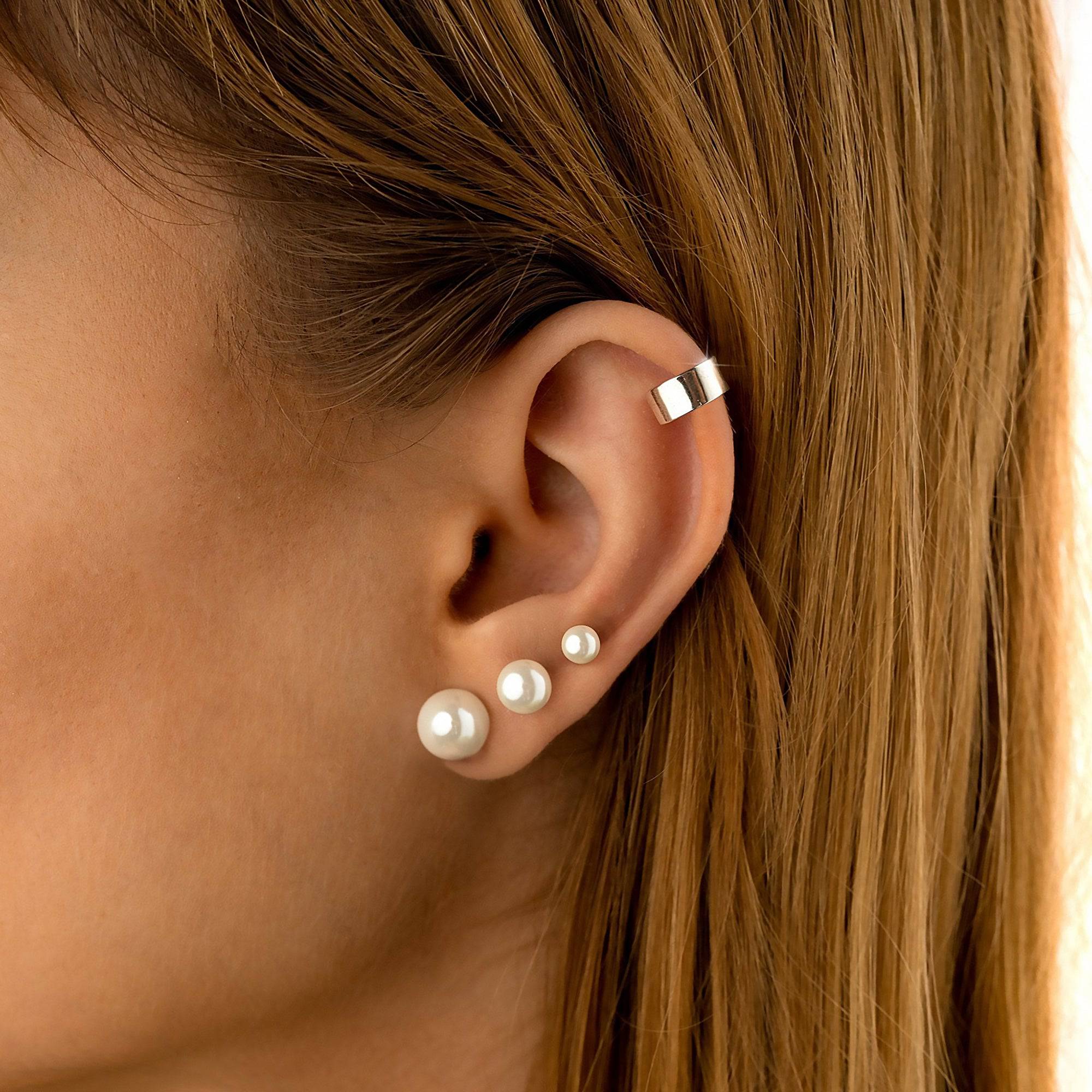 Celina - Puces d'oreilles perle en argent classiques