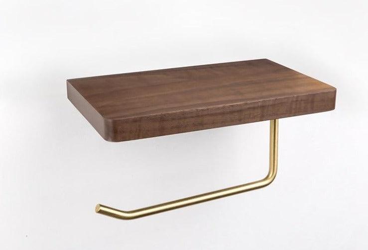 WoodNest - Porte-rouleau de papier toilette en bois avec tablette de rangement
