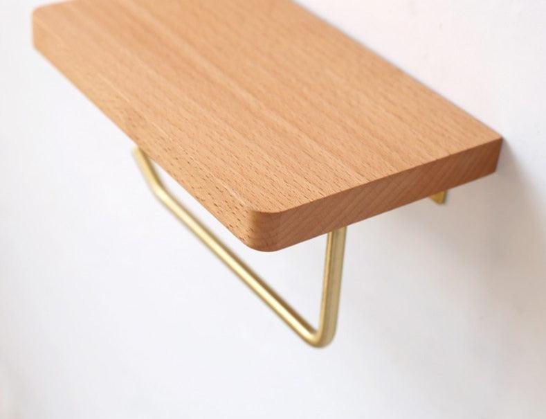 WoodNest - Porte-rouleau de papier toilette en bois avec tablette de rangement