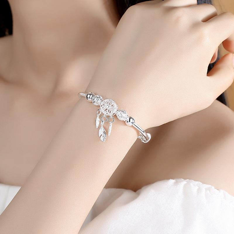 Aiyana - Bracelet attrape-rêves réglable en argent
