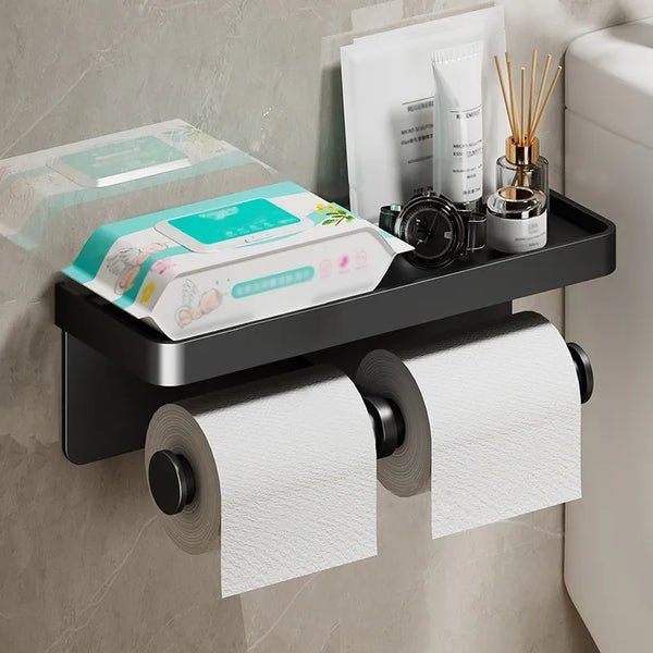 LuxeHold - Porte-rouleau de toilette multifonction élégant