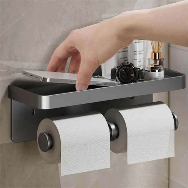 LuxeHold - Porte-rouleau de toilette multifonction élégant