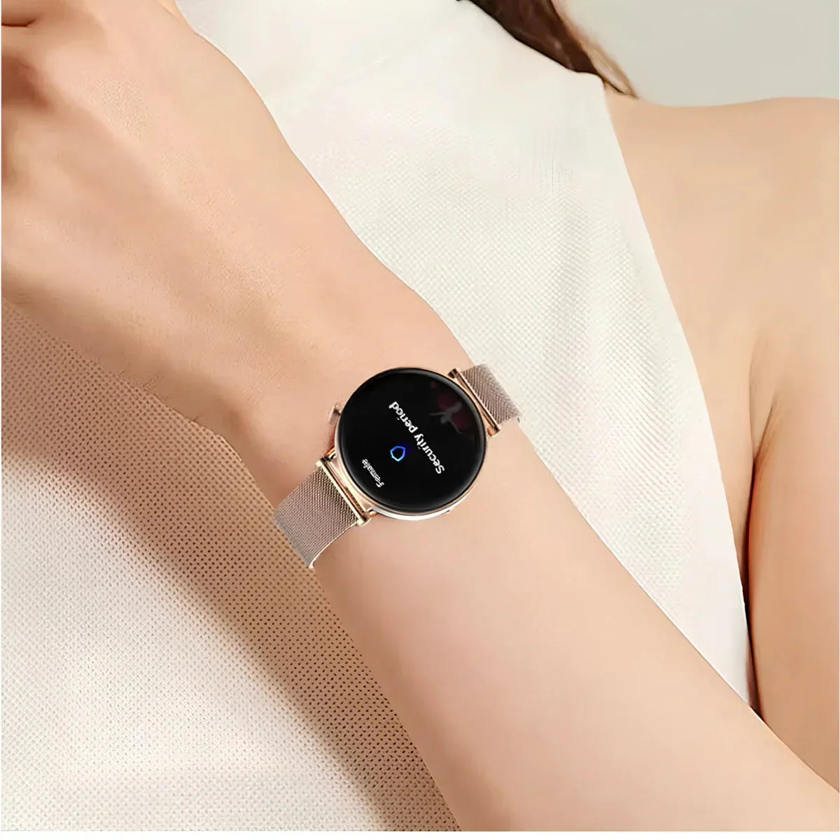 LuxeFit Aura - Smartwatch Saphir AMOLED Santé Style