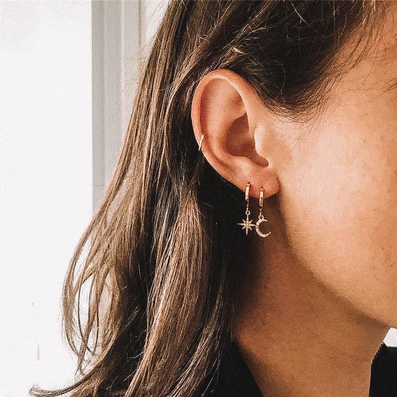 Lunara - Boucles d'oreilles lune et étoile