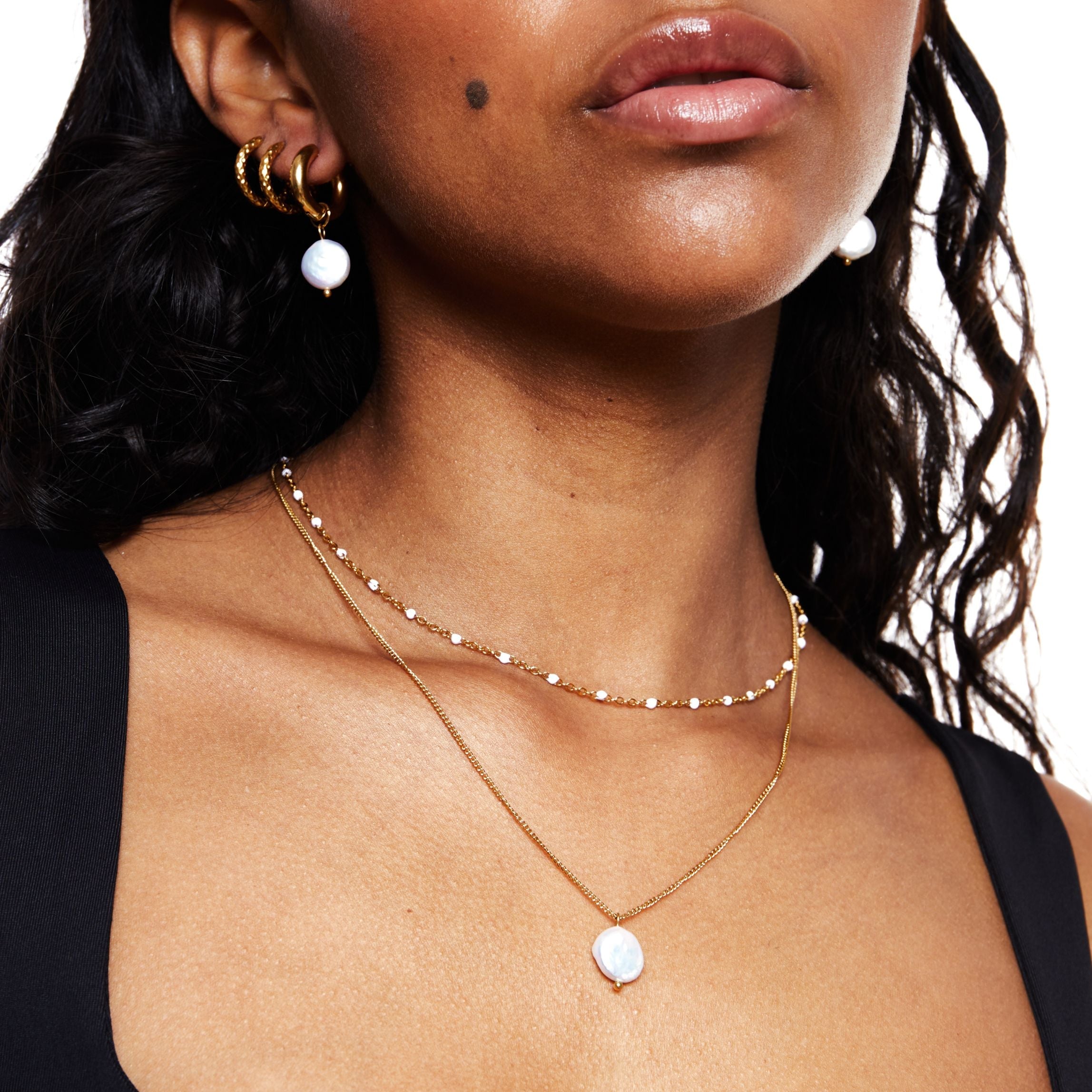 Aurielle - Choker émail blanc perles élégant