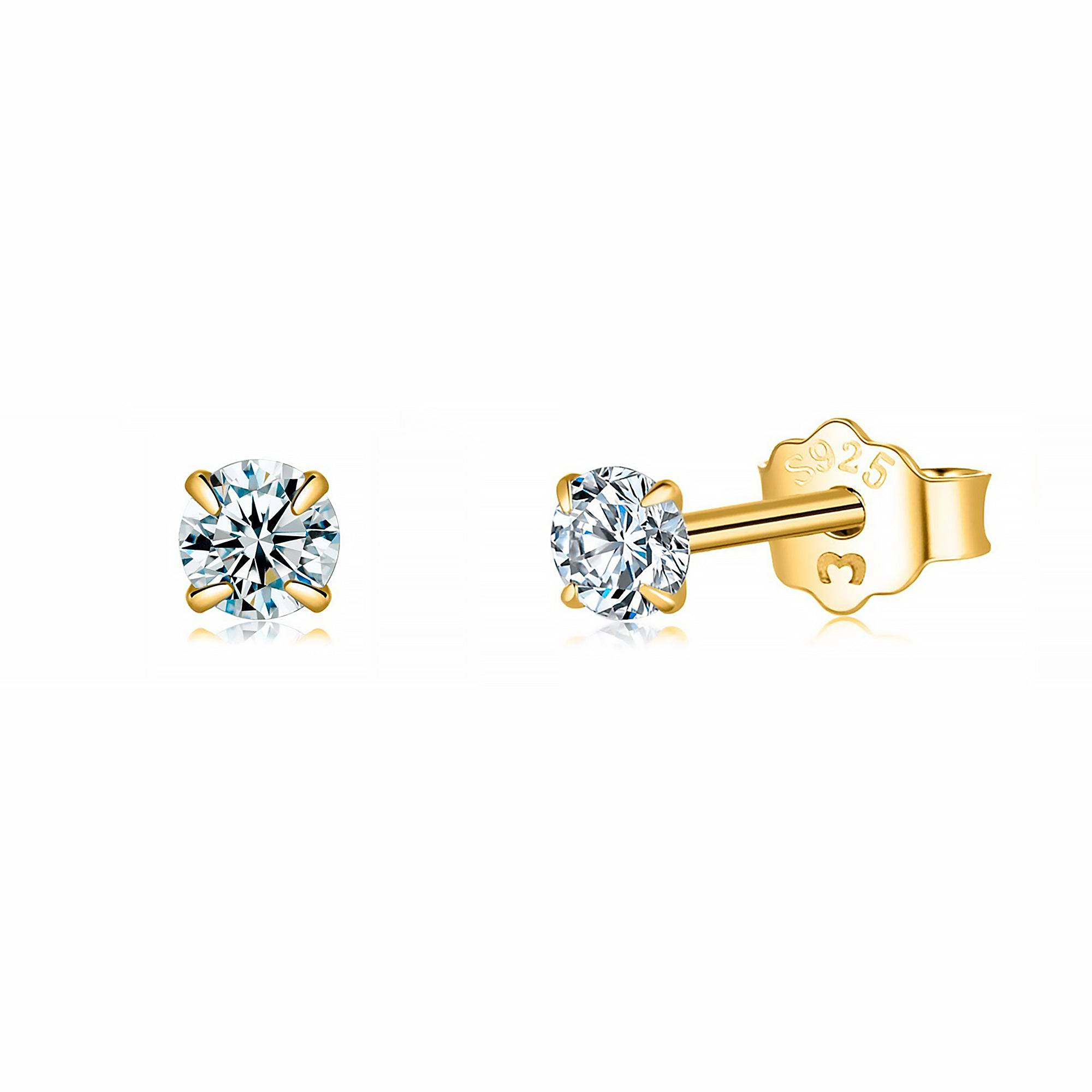 Lynette - Boucles d'oreilles rondes minimalistes en argent à la zircone