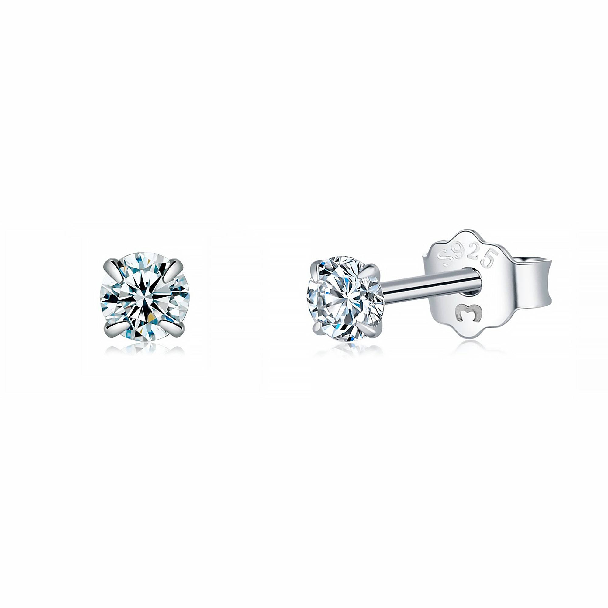 Lynette - Boucles d'oreilles rondes minimalistes en argent à la zircone