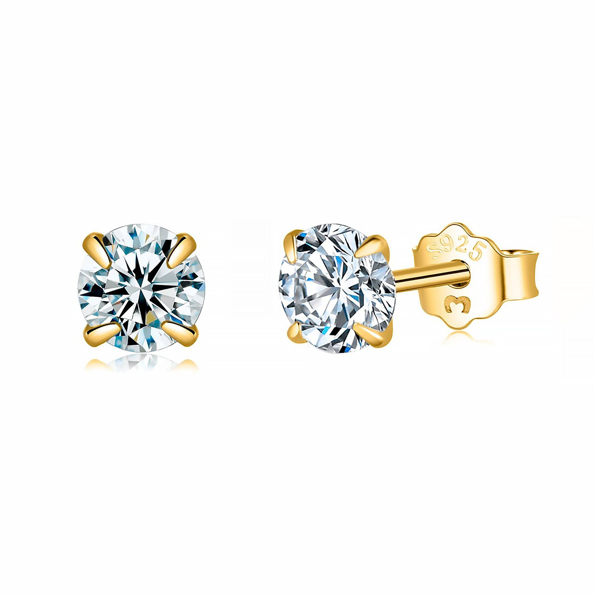 Lynette - Boucles d'oreilles rondes minimalistes en argent à la zircone