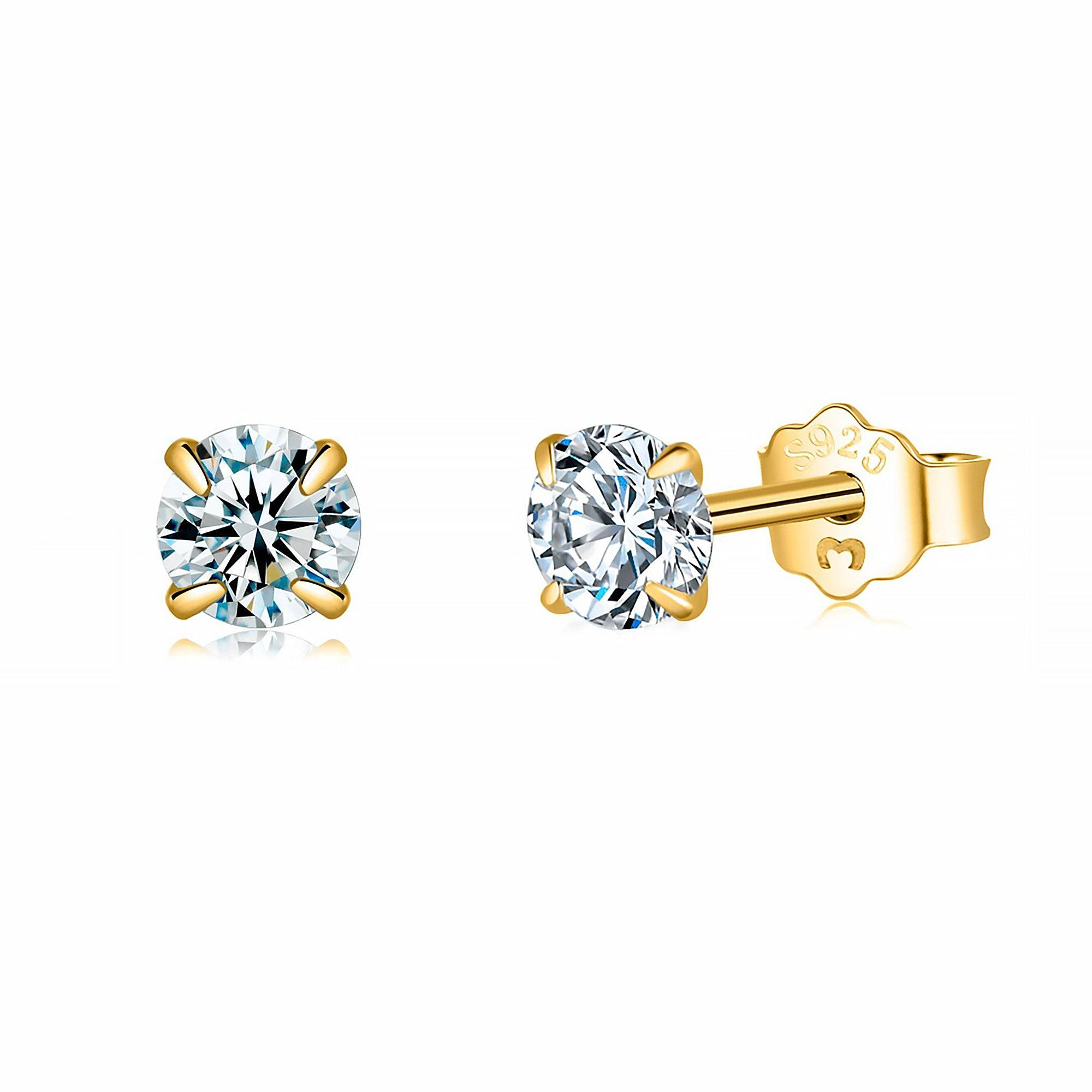 Lynette - Boucles d'oreilles rondes minimalistes en argent à la zircone