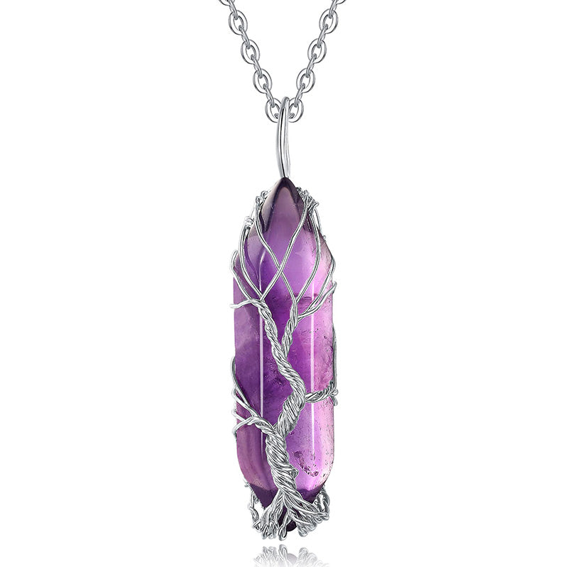 Elara - Collier arbre de vie en cristal et pierre précieuse