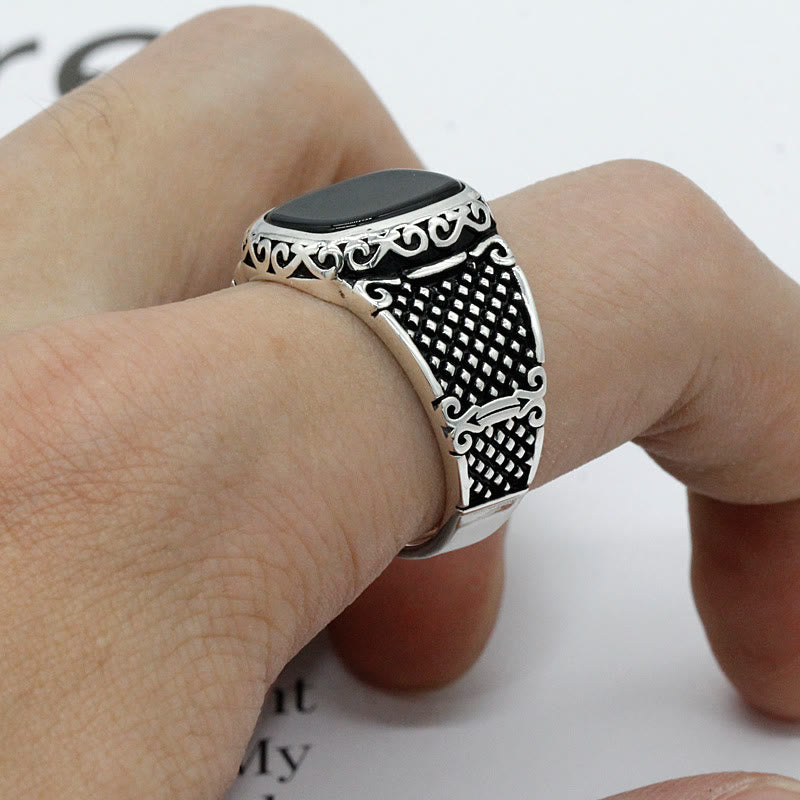 Max - Bague onyx noir et argent pour homme