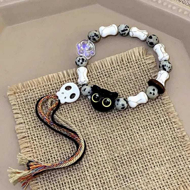 Selina - Bracelet chats et crânes style bohème
