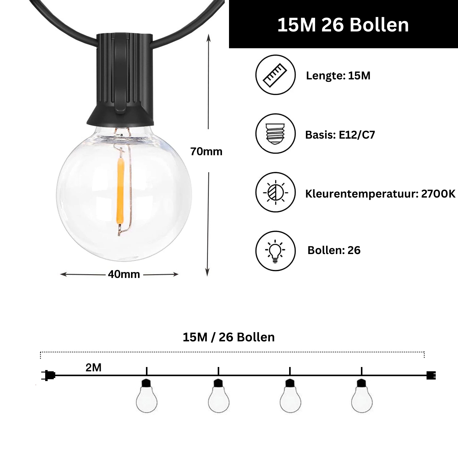 OutdoorGlow - Guirlande Lumineuse LED pour Jardin et Terrasse