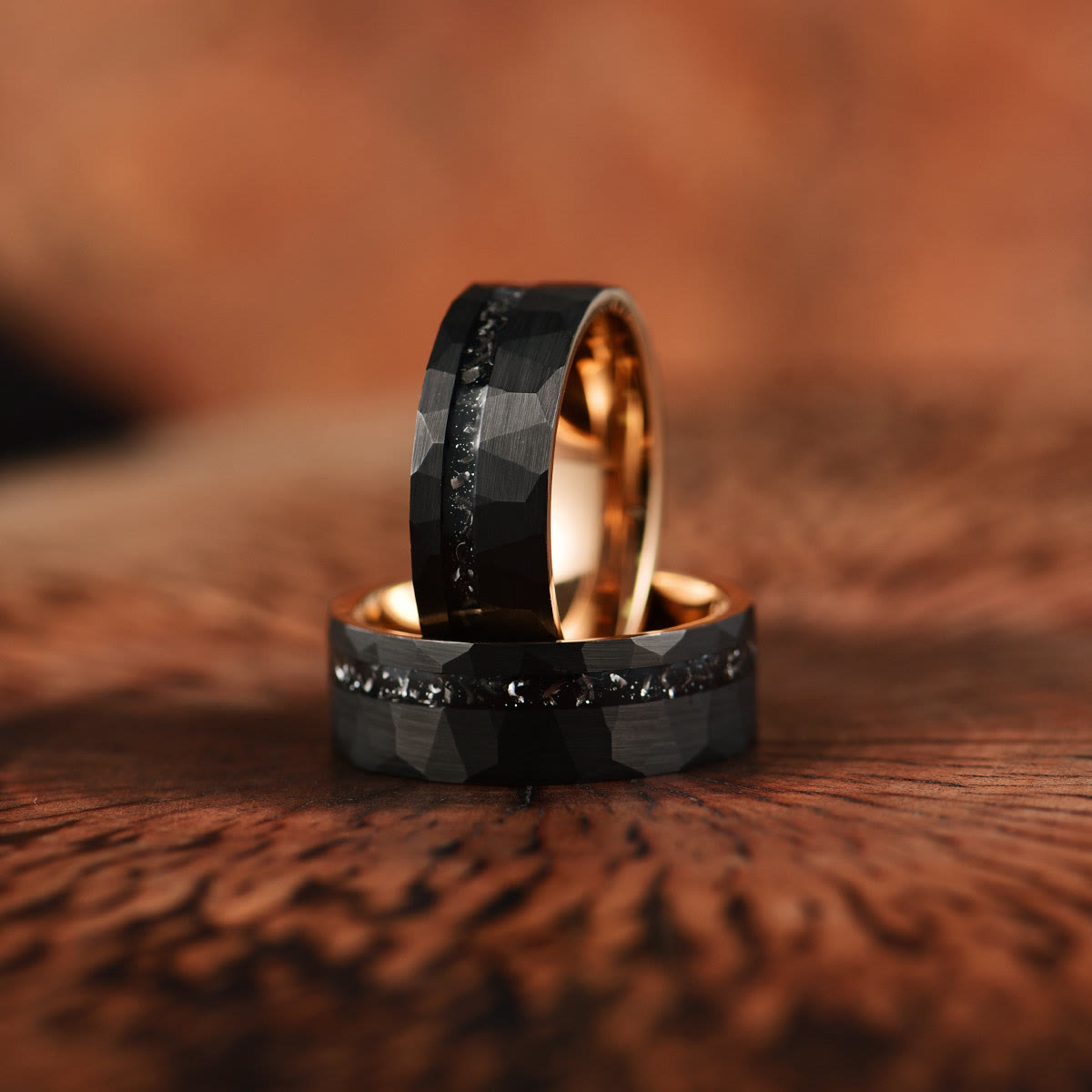 Ares - Bague en carbure de tungstène et tourmaline noire 8mm