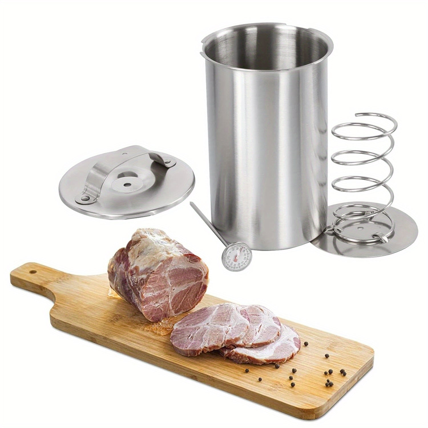 DeliCraft - Presse à Jambon en Acier Inoxydable avec Thermomètre Intégré