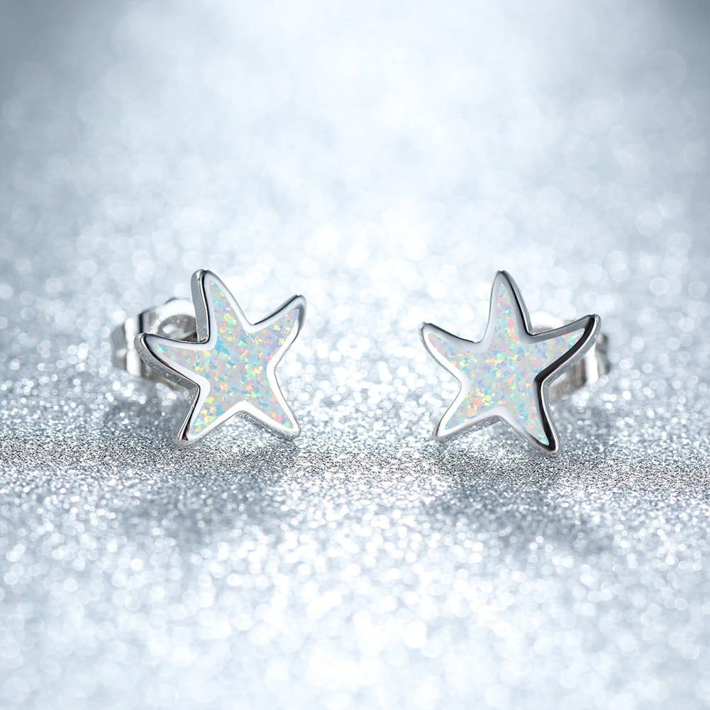 Marina - Boucles d'oreilles étoile de mer en opale bleue