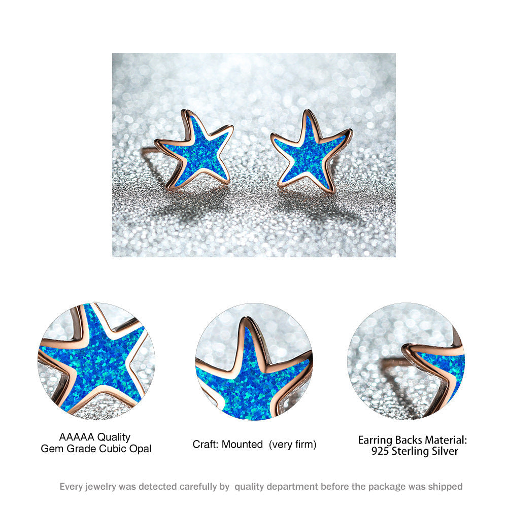 Marina - Boucles d'oreilles étoile de mer en opale bleue
