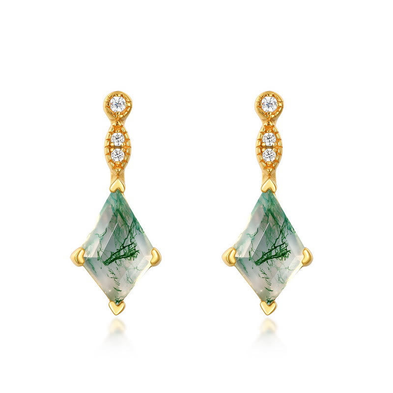 Lana - Parure agate mousse et zircon blanc élégante