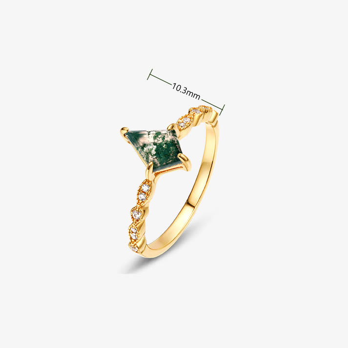 Lana - Parure agate mousse et zircon blanc élégante