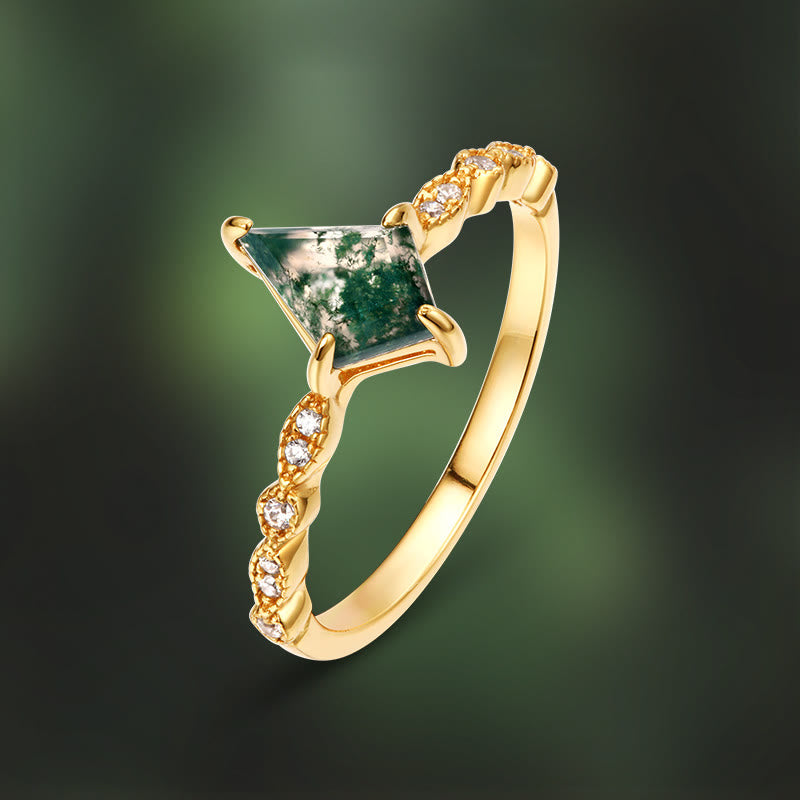 Lana - Parure agate mousse et zircon blanc élégante