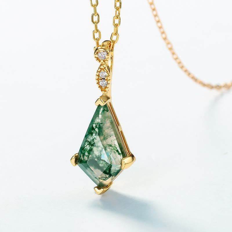 Lana - Parure agate mousse et zircon blanc élégante
