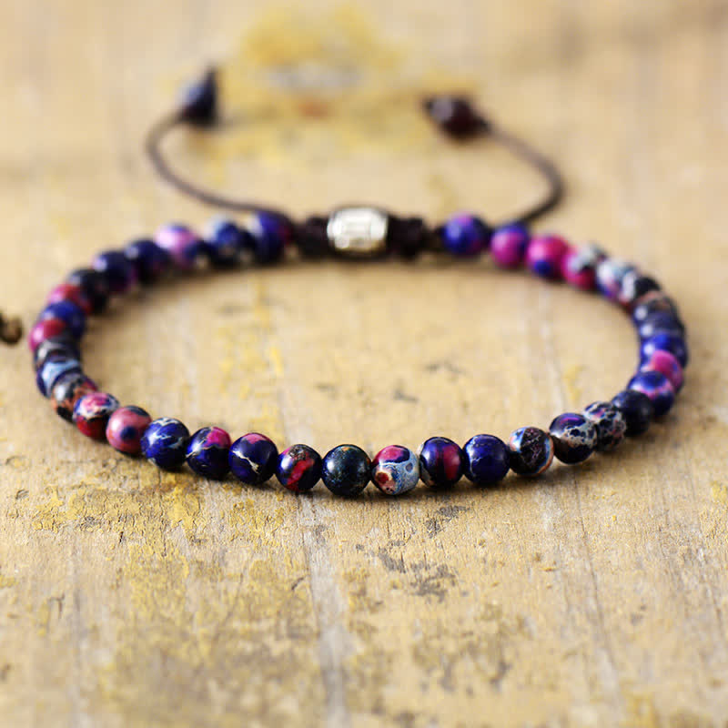 Aisha - Bracelet tressé réglable en perles de pierres naturelles