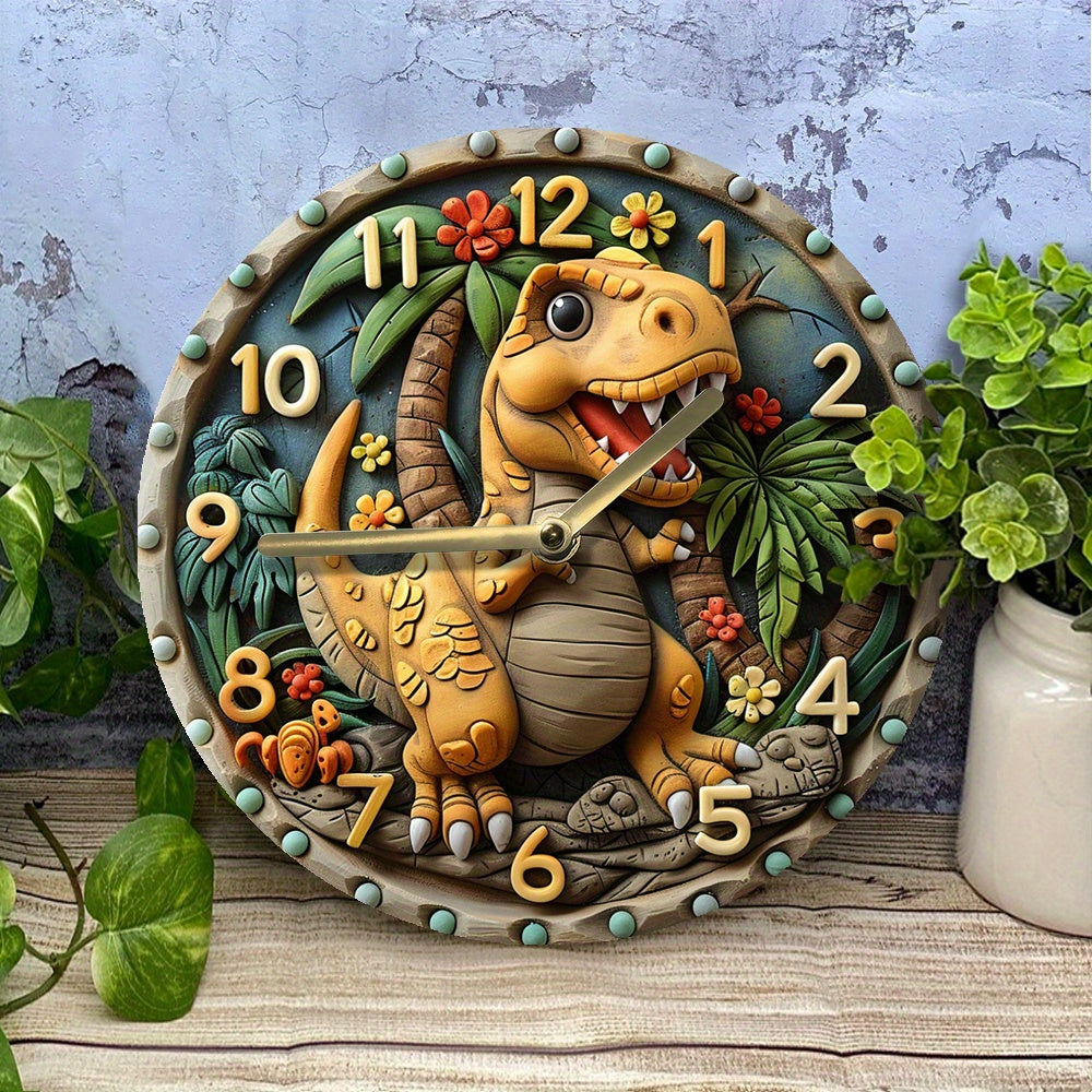 DinoTime Clock - Horloge murale dinosaure pour chambre d'enfant