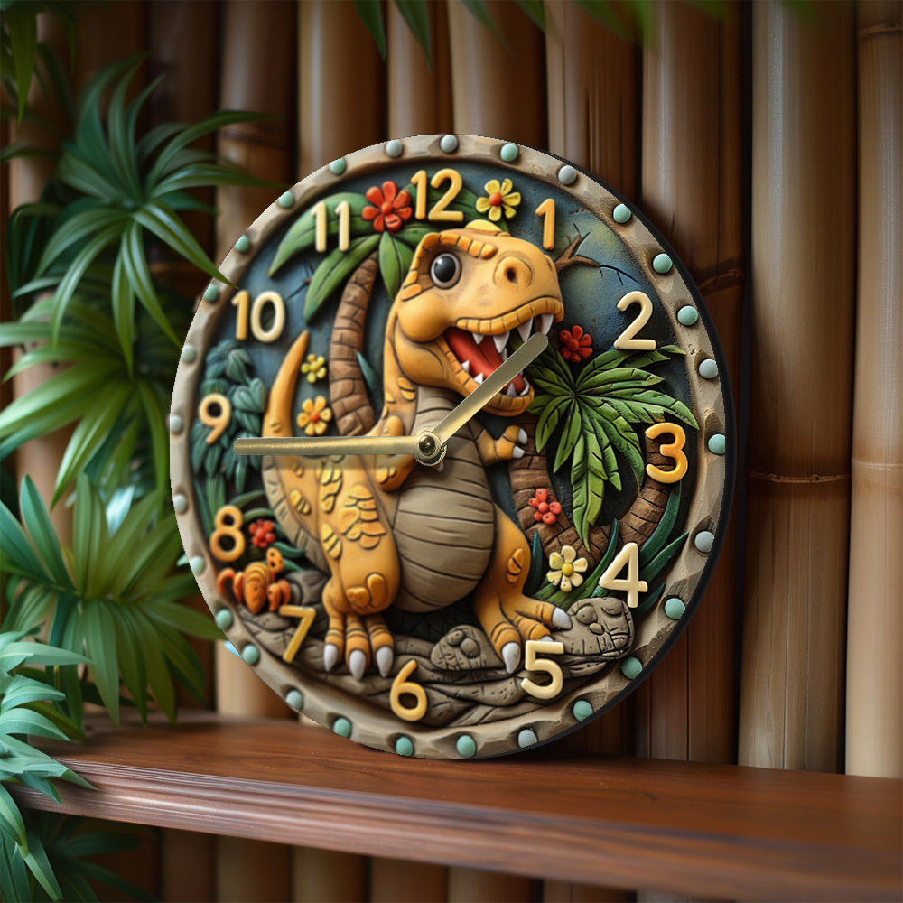 DinoTime Clock - Horloge murale dinosaure pour chambre d'enfant