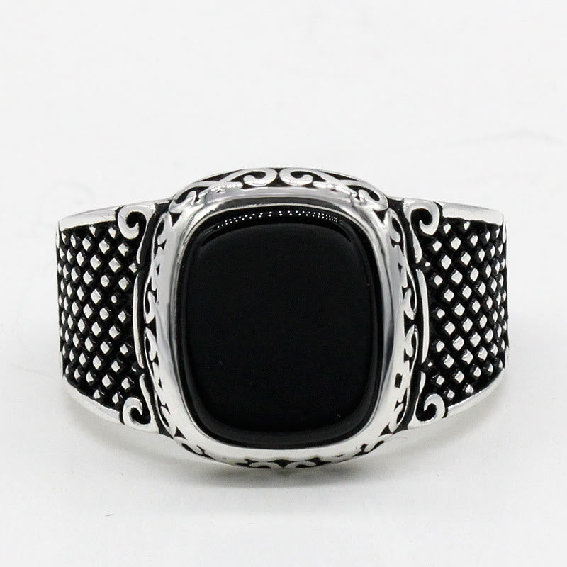 Max - Bague onyx noir et argent pour homme