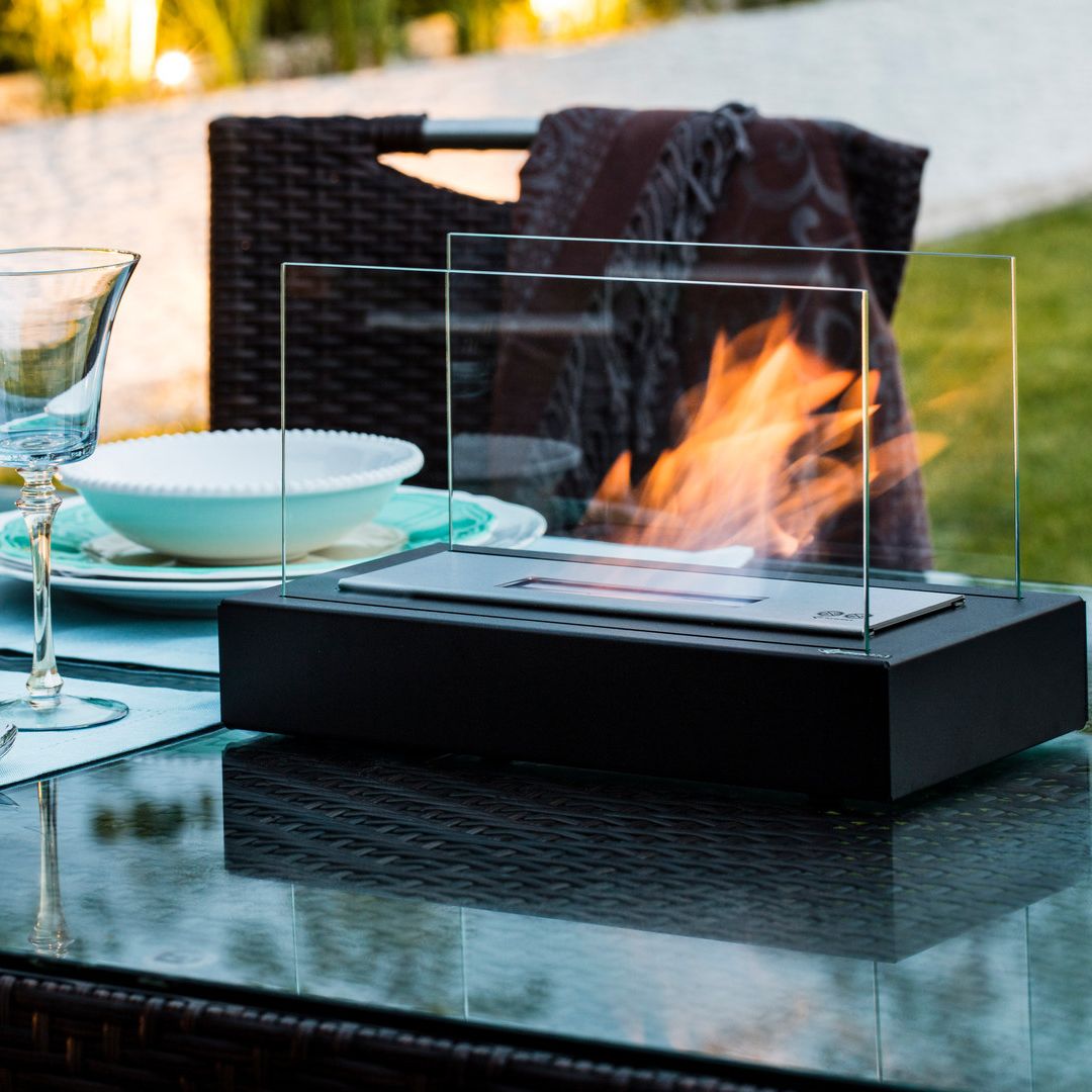 FireGlow - Cheminée de Table au Bioéthanol pour Intérieur et Extérieur