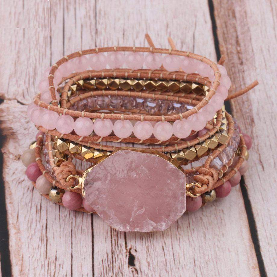 Amoria Bracelet – Bracelet Quartz Rose Doré Élégant