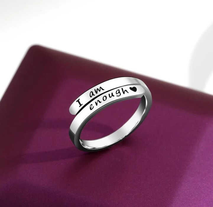 Bague argent "I Am Enough", confiance et force