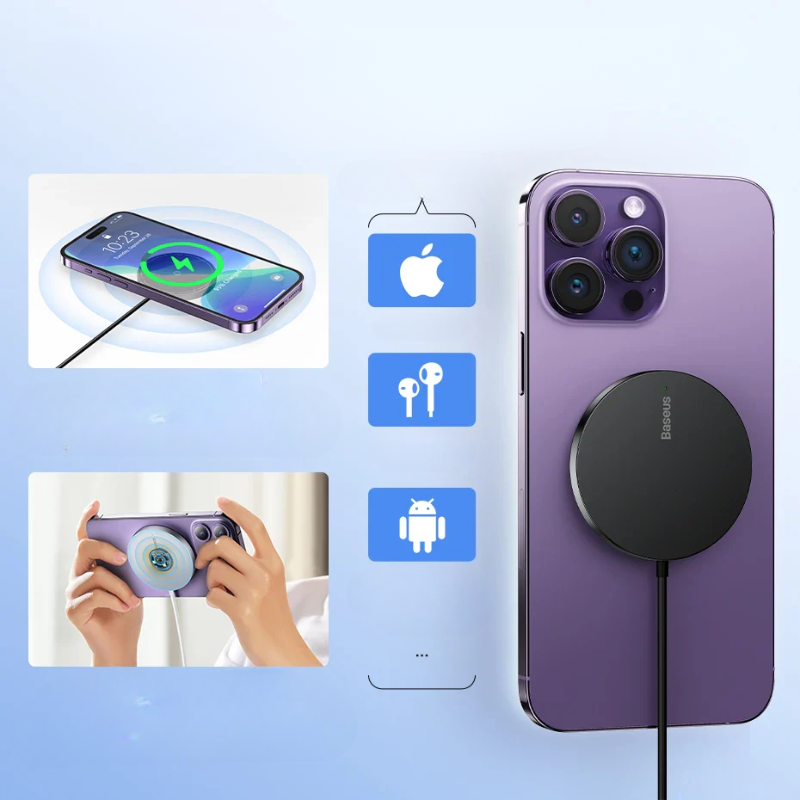 MagnetCharge - Chargeur Magnétique Sans Fil 15W pour iPhone