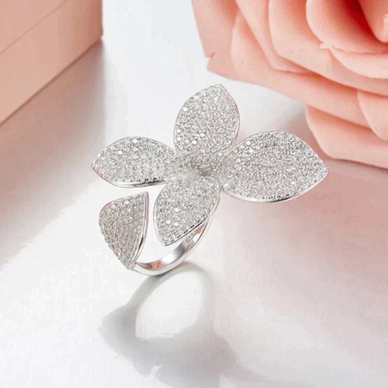Bague Oversized Pétale de Fleur Argent 925 - Statement