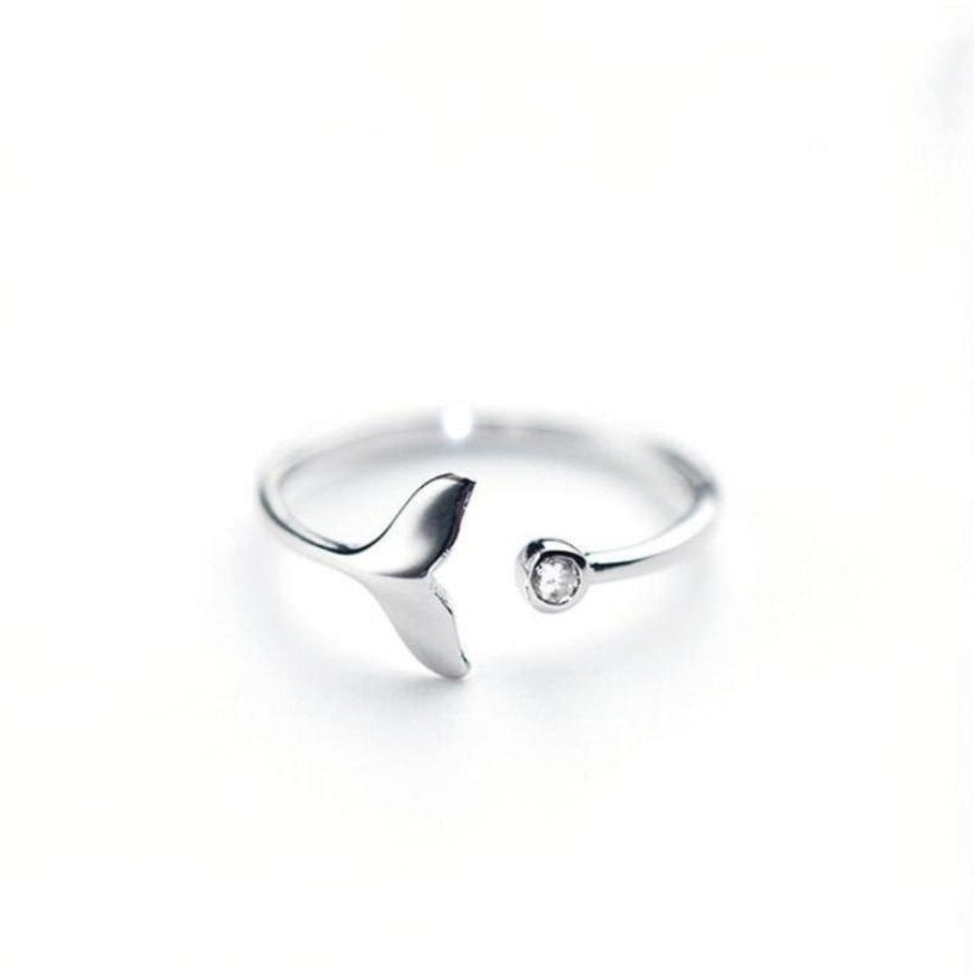 Marinel - Bague queue de dauphin en argent et zircone réglable