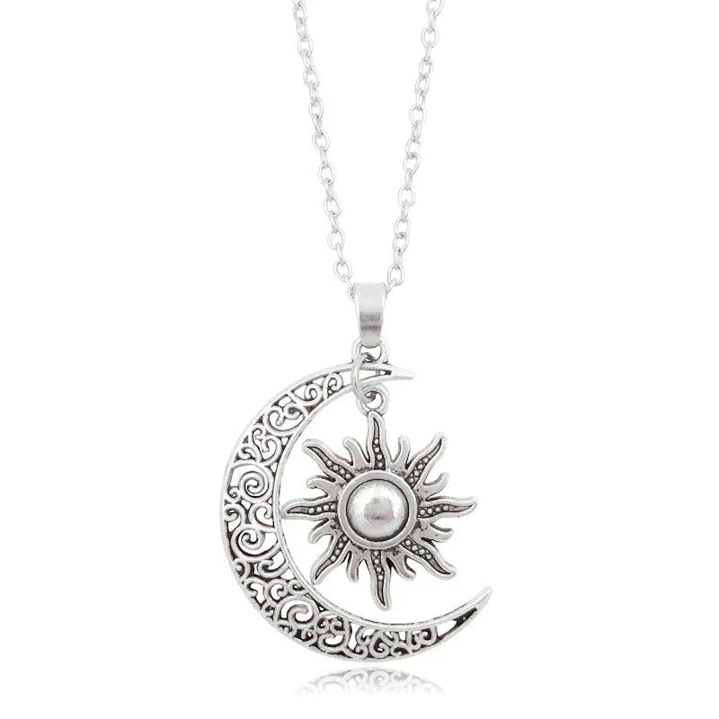 Collier Vintage Soleil et Lune - Double Pendentif Argent 925
