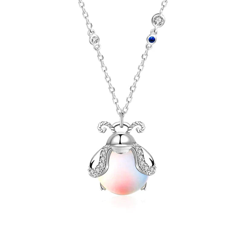 Collier Pierre de Lune Luciole Unique - Argent 50cm
