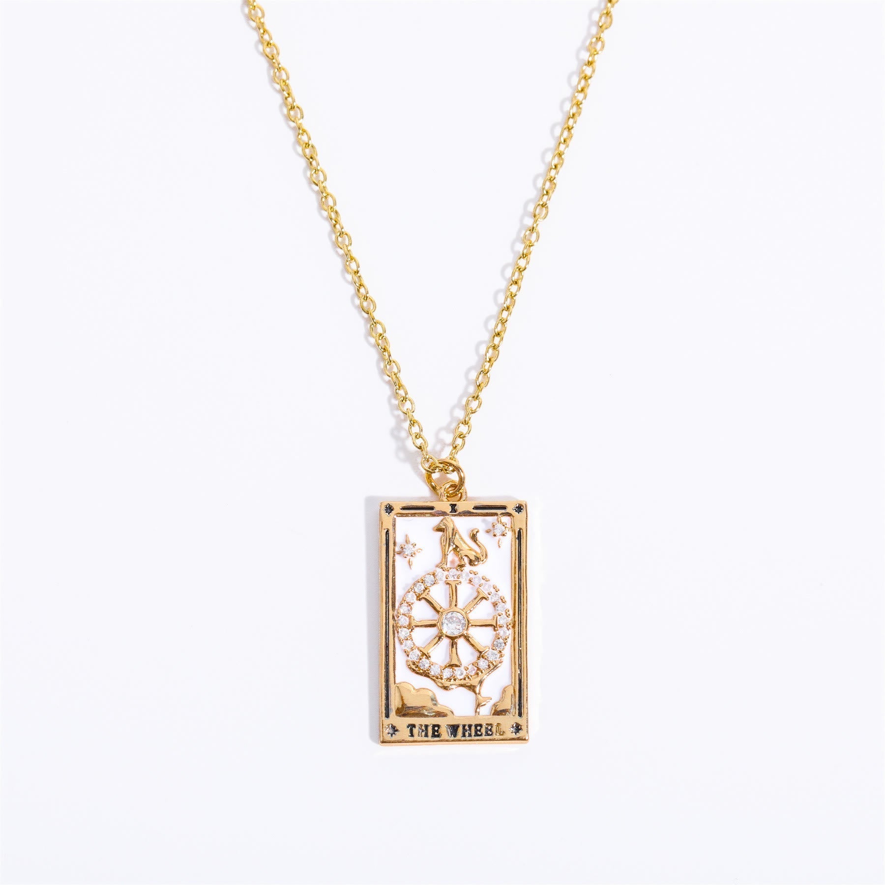 Amara - Collier pendentif tarot doré en zircone