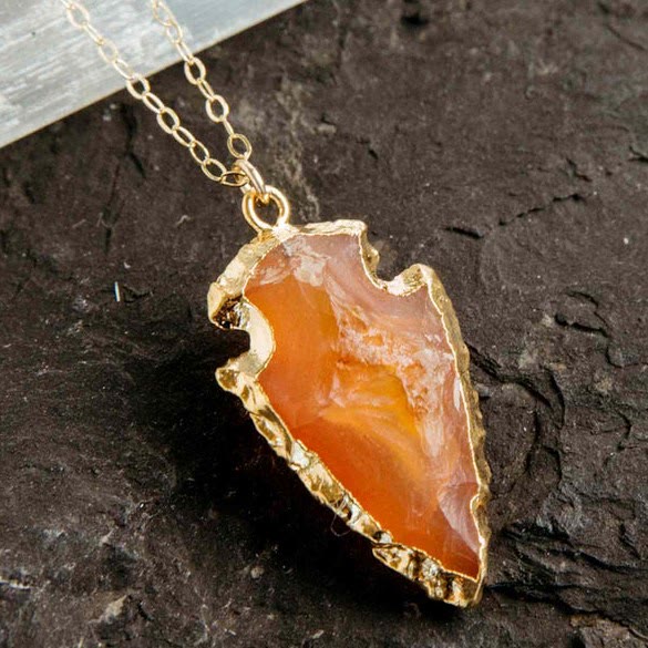 Aeliana - Collier cristal cornaline flèche naturel